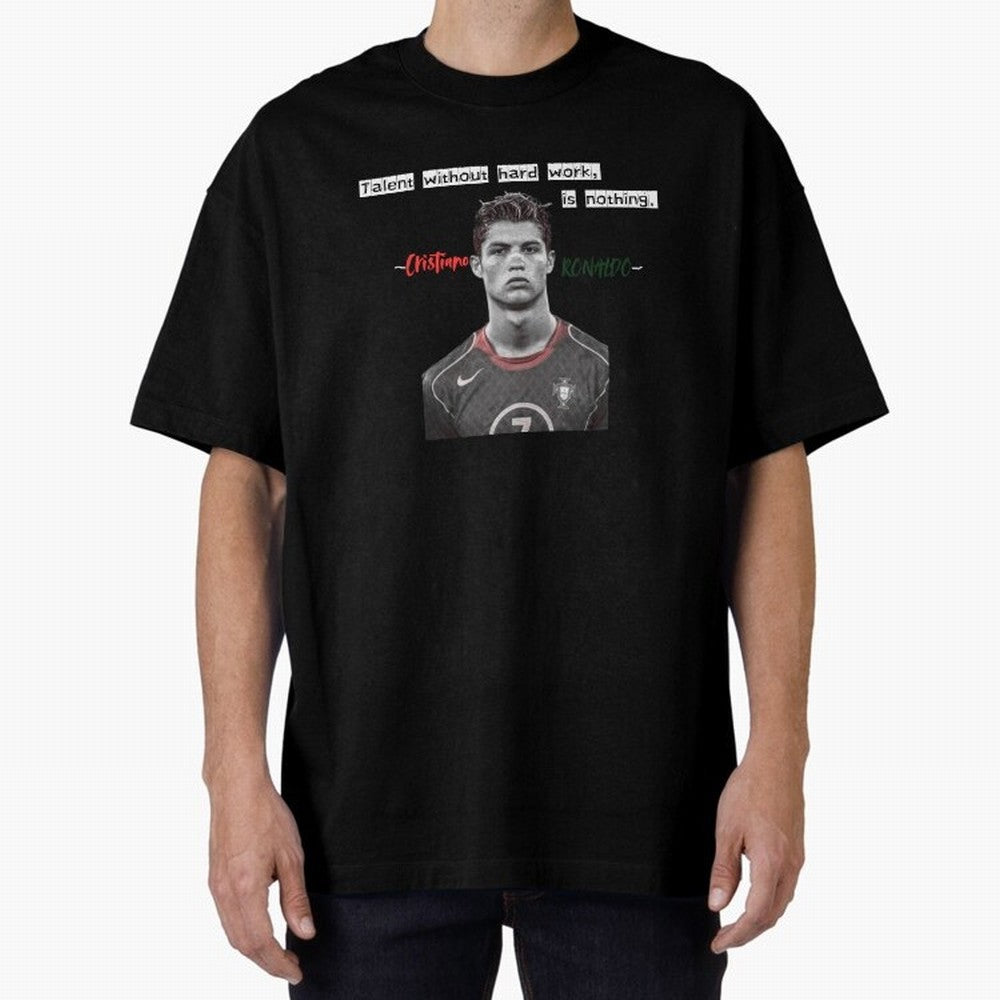 Cristiano Ronaldo - Dedication | NextLevel Motivation Oversized T-Shirt Honor Champions and Dreams in FIFA World Cup 2026 Group Stage Inspired by Messi, CR7 and Mbappe, Brazil, Portugal and Argentina Energy, Game Day Rituals, Football Legends,