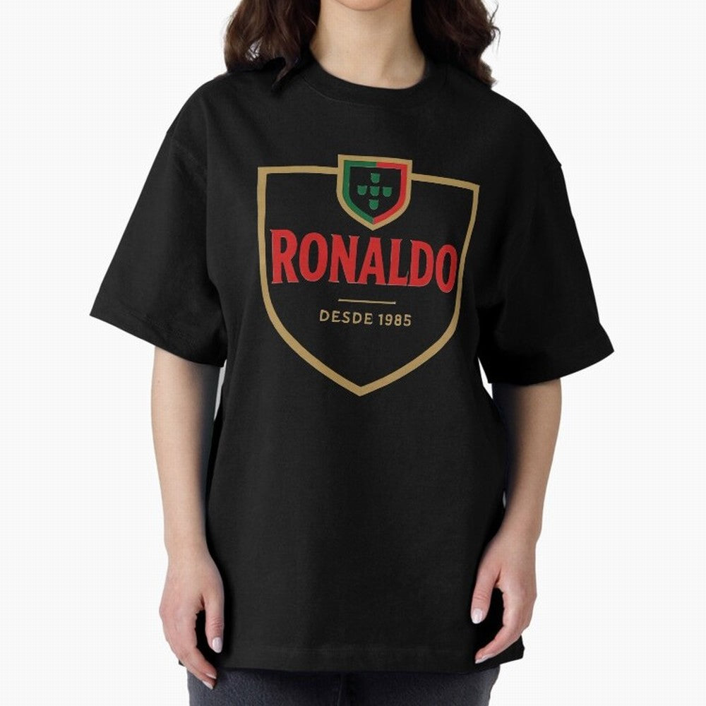 Ronaldo Emblem Sticker ¨C Gold Crest Parody Design Oversized T-Shirt Bring Home the FIFA World Cup 2026 USA Canada Mexico Journey through Messi, CR7 and Mbappe Highlights, France Pride, Football History, Final Match Energy, Crowd Noise and Once in