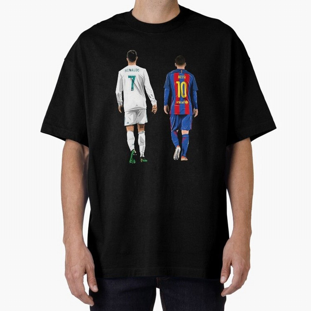 Cristiano Ronaldo & Messi vector Oversized T-Shirt Feel FIFA World Cup 2026 USA Canada Mexico for Fans of Mbappe and Netherlands, Bringing Football History, Final Match Energy, Crowd Noise and Once in a Lifetime Moments; Ideal for Passionate Fans