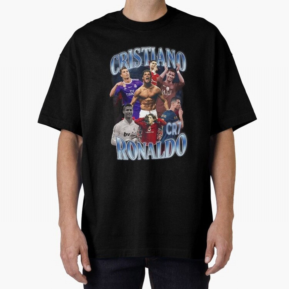 CR7 Oversized T-Shirt Remember the FIFA World Cup 2026 Journey through CR7 and Messi Highlights, France and Portugal Pride, Championship Spirit, Famous Goals, Roaring Crowds and International Football Unity; Perfect for Fans, Collectors, Family