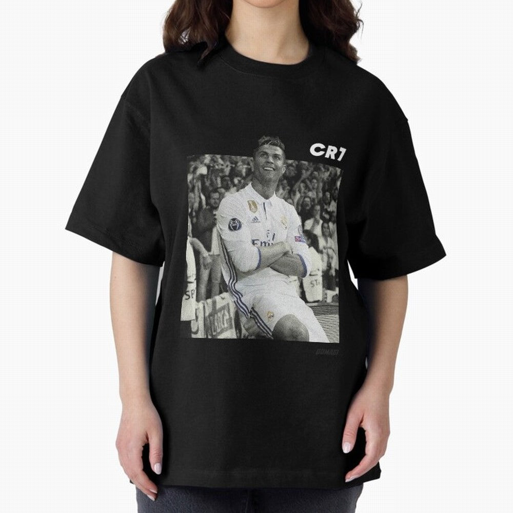 Cristiano Ronaldo | MR. CHAMPIONS LEAGUE Oversized T-Shirt Celebrate Unforgettable Nights in Global Football Passion for FIFA World Cup 2026, Capturing Neymar, Haaland and Cristiano Ronaldo, Spain and Netherlands, Football Festival Excitement,