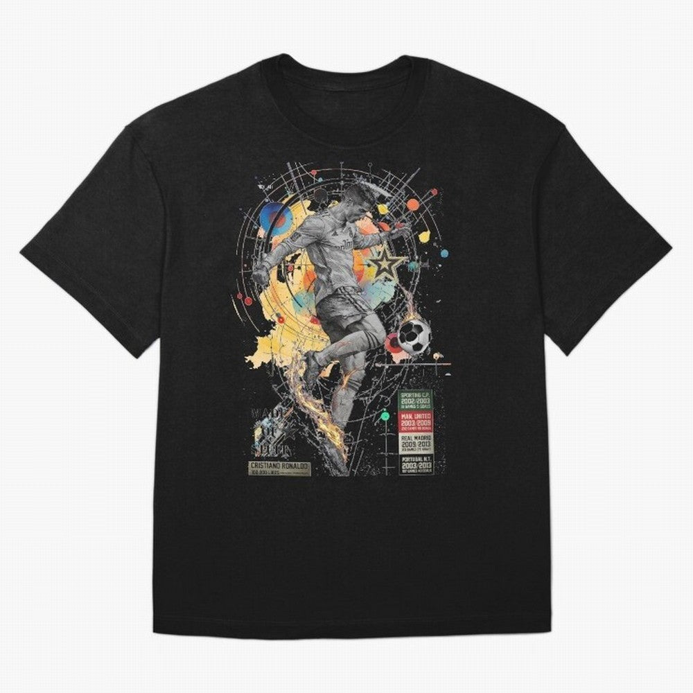Cristiano Ronaldo Football Playmaker Oversized T-Shirt Honor the Beautiful Game during FIFA World Cup 2026 Group Stage Highlighting Messi, Argentina Energy, Championship Spirit, Famous Goals, Roaring Crowds and International Football Unity; Perfect
