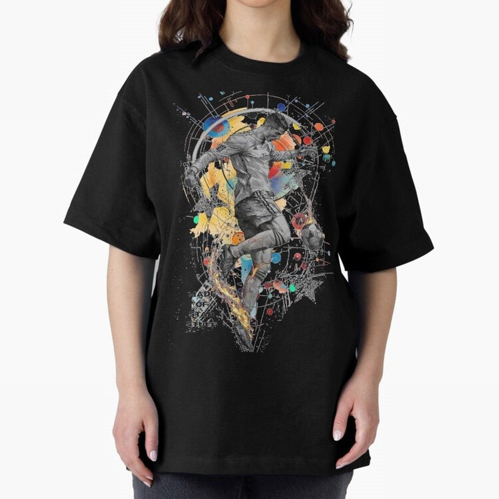 Cristiano Ronaldo Football Playmaker Oversized T-Shirt Celebrate Unforgettable Nights in the FIFA World Cup 2026 USA Canada Mexico Journey through Messi, CR7 and Mbappe Highlights, Argentina and Brazil Pride, Worldwide Fan Energy, Dramatic Goals,