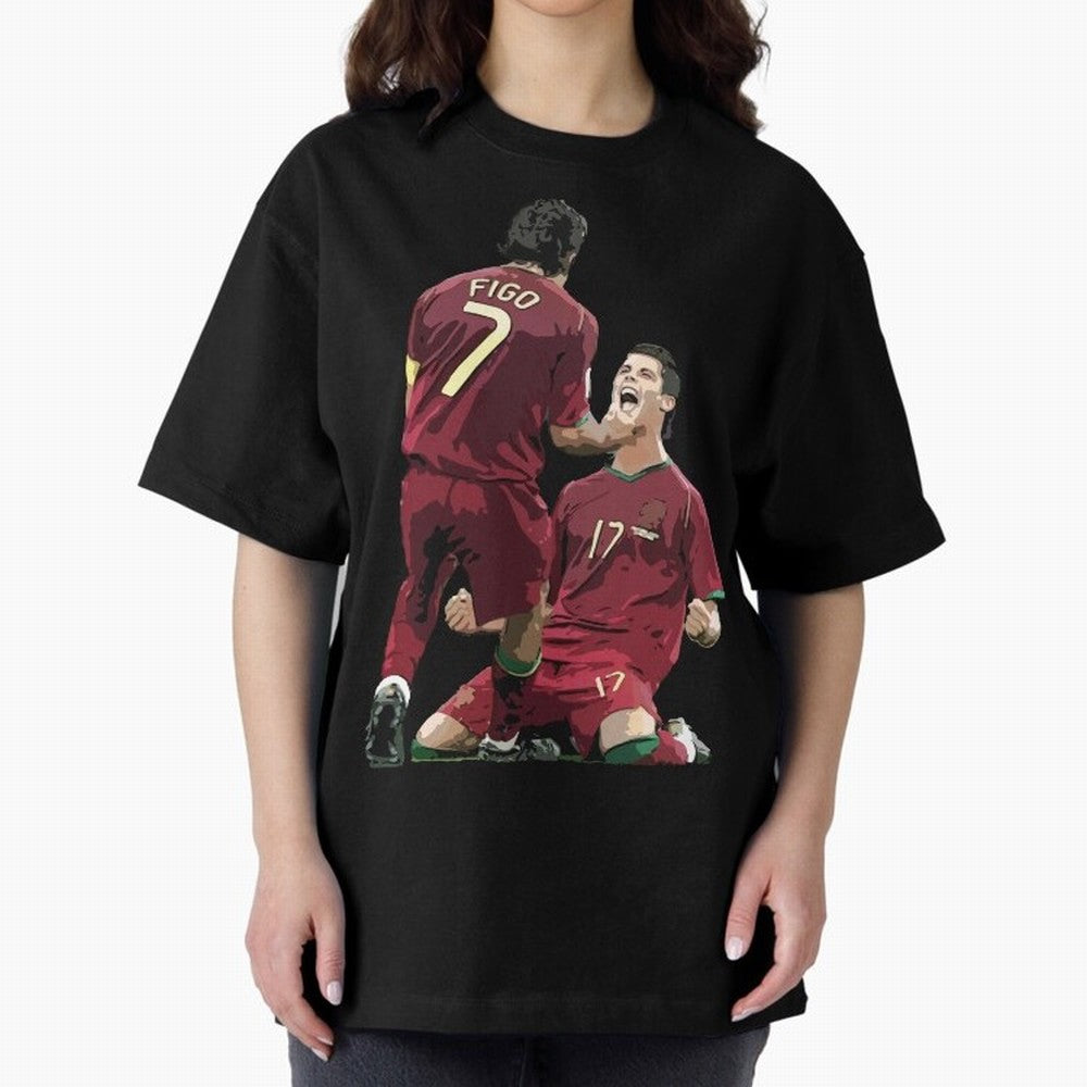 Luis Figo & Cristiano Ronaldo Oversized T-Shirt Make Every Kick Count in Global Football Passion for FIFA World Cup 2026 Group Stage, Celebrating CR7, England, France and Netherlands, Global Supporter Spirit, Legendary Goals, National Colors and