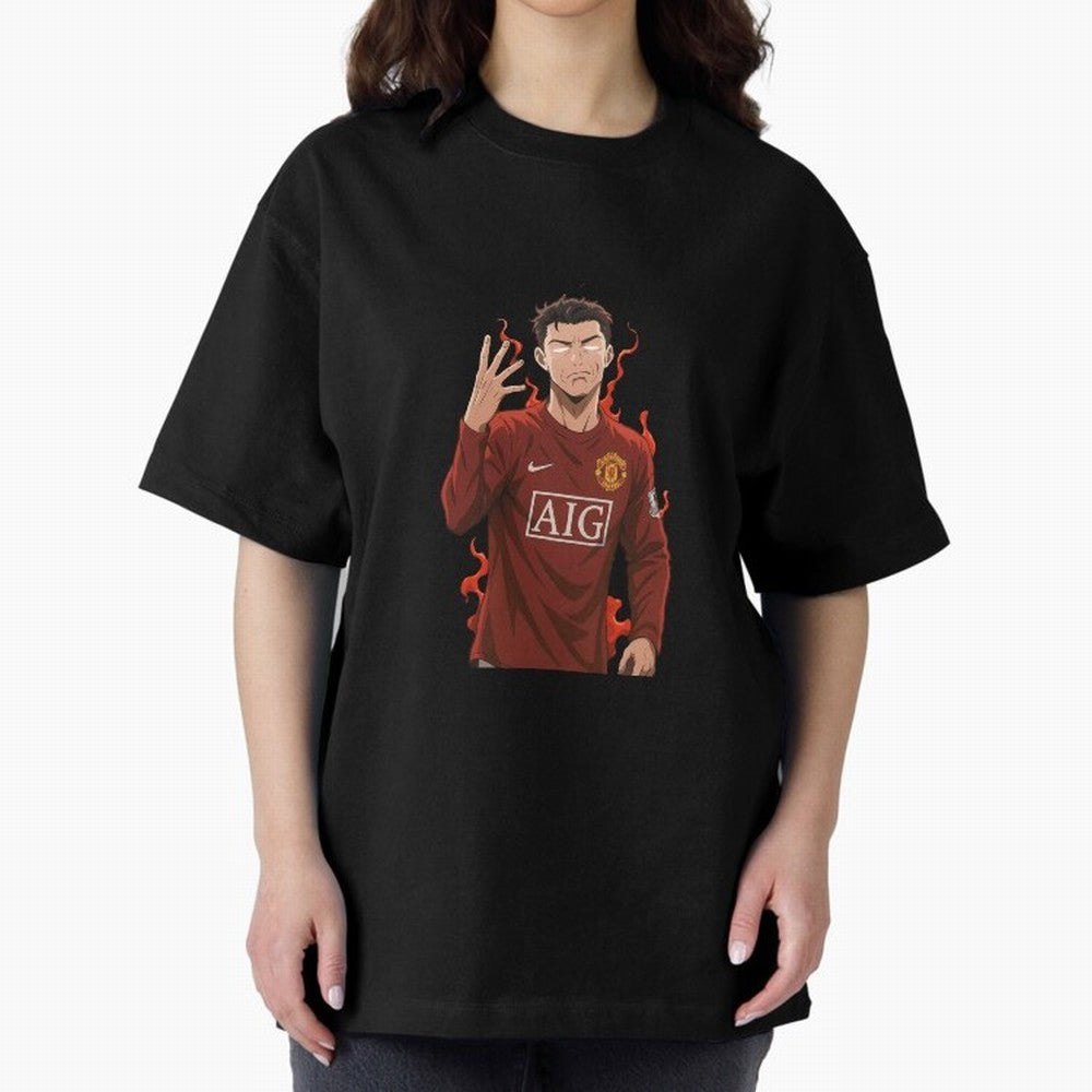 Cristiano Ronaldo Anime Art ¨C Blue Lock Inspired Football Legend Oversized T-Shirt Honor Global Football Passion for FIFA World Cup 2026 USA Canada Mexico, with Neymar, Argentina, France and Brazil, Match Day Excitement, Supporter Culture, Golden