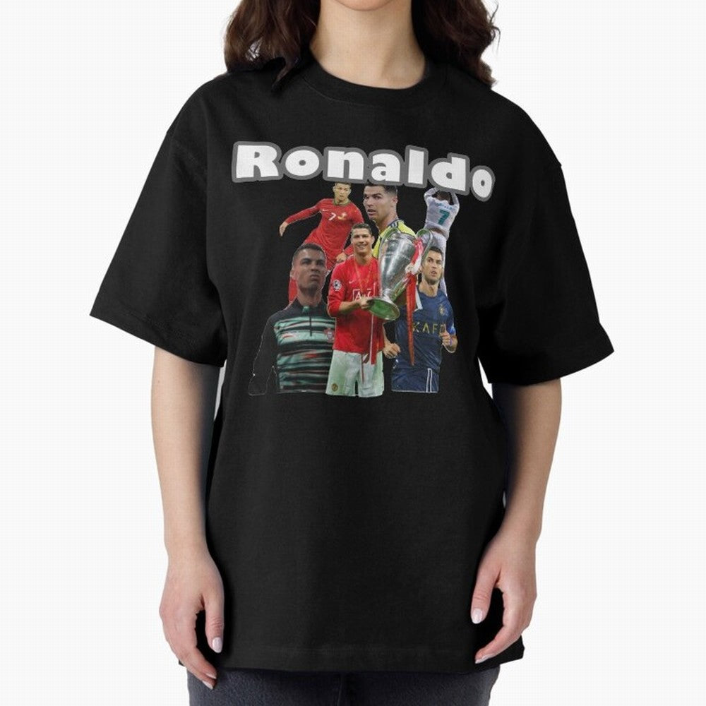 Cristiano Ronaldo Oversized T-Shirt Upgrade FIFA World Cup 2026 Spirit, Capturing France and Portugal, Messi, Sports Nostalgia, International Competition, Famous Players and Unforgettable Victories; Perfect for People Who Love Argentina, Brazil,