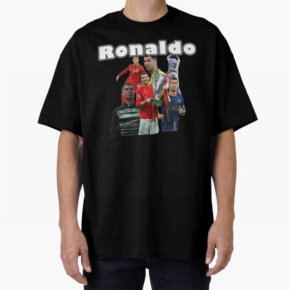 Cristiano Ronaldo Oversized T-Shirt Upgrade FIFA World Cup 2026 Spirit, Capturing France and Portugal, Messi, Sports Nostalgia, International Competition, Famous Players and Unforgettable Victories; Perfect for People Who Love Argentina, Brazil,