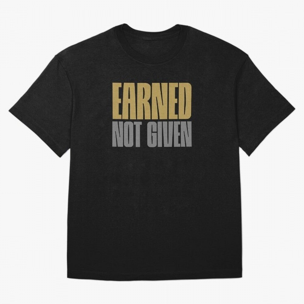 Earned not given Oversized T-Shirt Celebrate Every Goal in Global Football Passion for FIFA World Cup 2026, Filled with Messi, CR7 and Mbappe, Spain, Championship Spirit, Famous Goals, Roaring Crowds and International Football Unity; Ideal for
