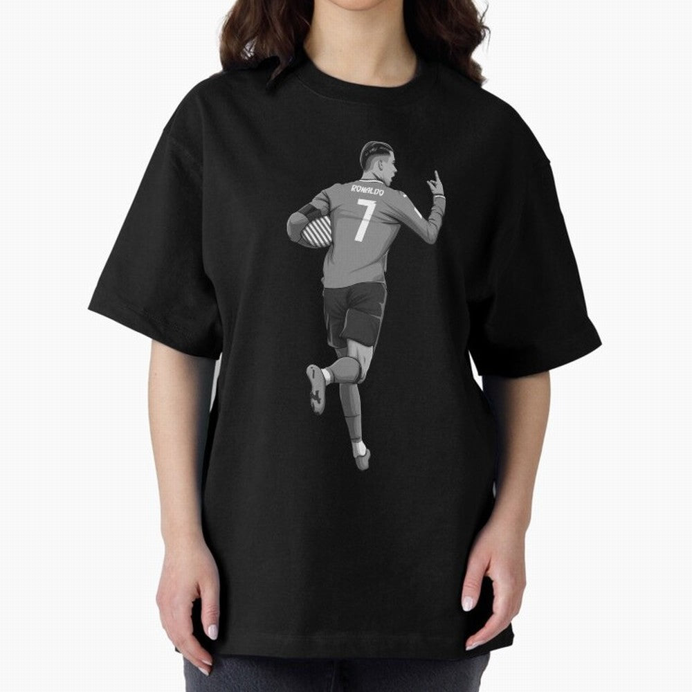 Cristiano Ronaldo Black and White Version Oversized T-Shirt Join Global Football Passion for FIFA World Cup 2026 Group Stage, Driven by Haaland and Mbappe, Argentina, France and Brazil, Tournament Hype, Historic Matchups, Family Viewing Parties and