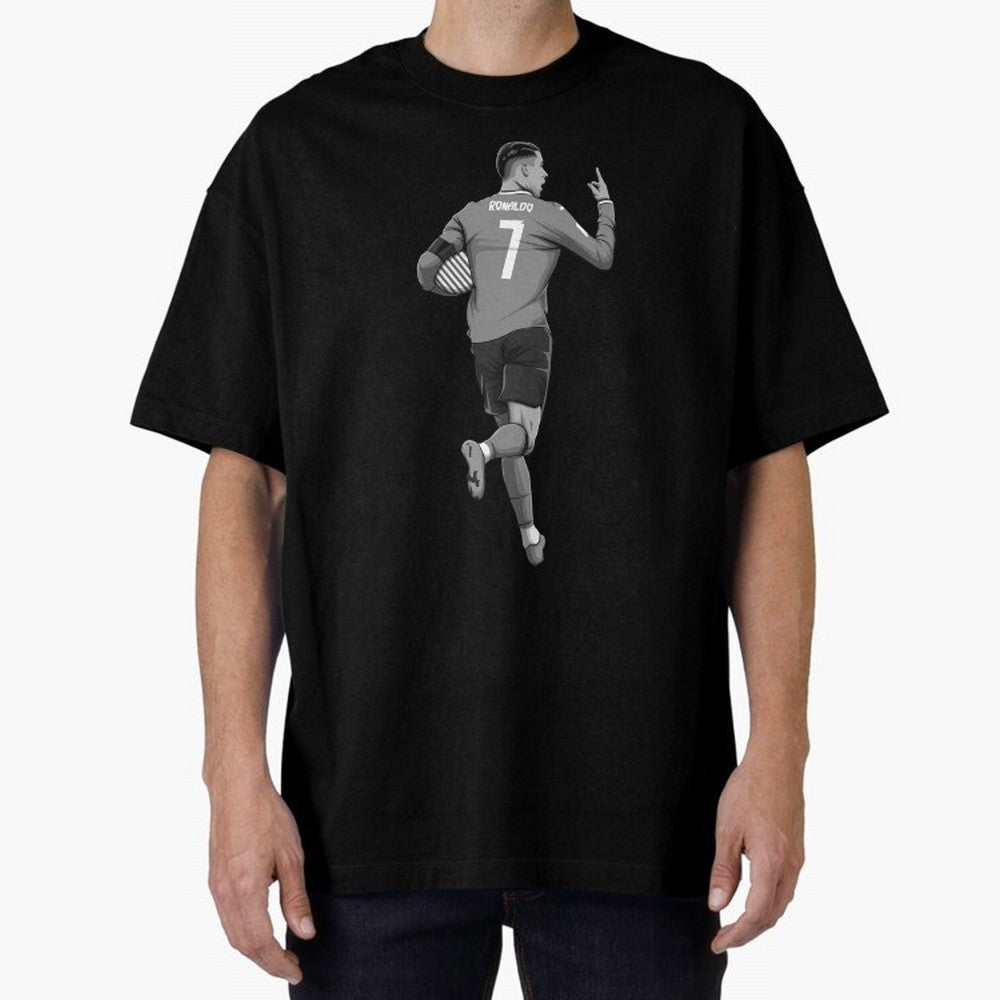 Cristiano Ronaldo Black and White Version Oversized T-Shirt Join Global Football Passion for FIFA World Cup 2026 Group Stage, Driven by Haaland and Mbappe, Argentina, France and Brazil, Tournament Hype, Historic Matchups, Family Viewing Parties and