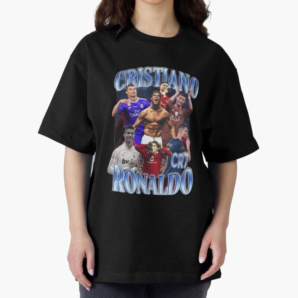 Cristiano Ronaldo GOAT Oversized T-Shirt Upgrade FIFA World Cup 2026 Inspired by Neymar, France and Portugal Energy, Vintage Soccer Flavor, Modern Football Stars, National Flags and Final Night Emotion; Great for Supporters Who Love Legendary