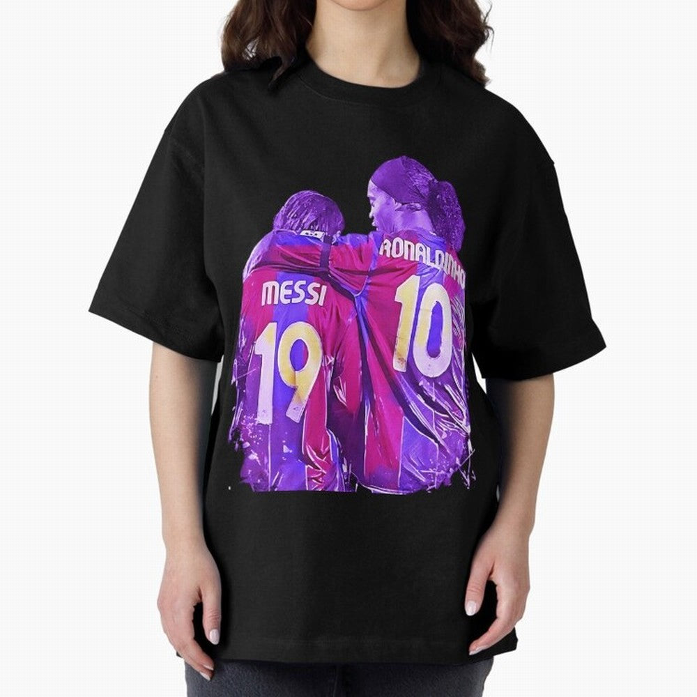 ronaldinho and messi - goat Oversized T-Shirt Bring Bold Fan Energy to FIFA World Cup 2026 USA Canada Mexico Spirit, Driven by Netherlands, CR7 and Messi, Football Passion, Legendary Performances, Festival Vibes and Supporter Community; Perfect for