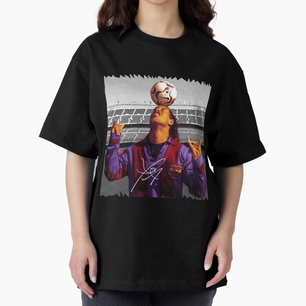 Ronaldinho - vintage Oversized T-Shirt Stand Out with Spirit from FIFA World Cup 2026 Group Stage for Fans of Mbappe and Neymar and Brazil, Bringing Tournament Hype, Historic Matchups, Family Viewing Parties and Global Sports Pride; Great for