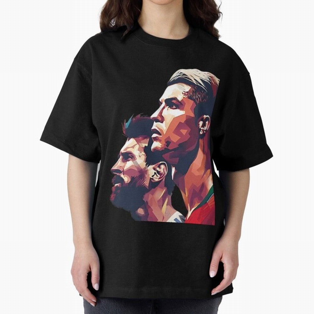 ronaldo and messi - Goat Oversized T-Shirt Carry the Colors and Pride of Match Day Hype around FIFA World Cup 2026 Group Stage, Messi, CR7 and Mbappe, Brazil, Match Day Excitement, Supporter Culture, Golden Goals and Global Football Passion; Built