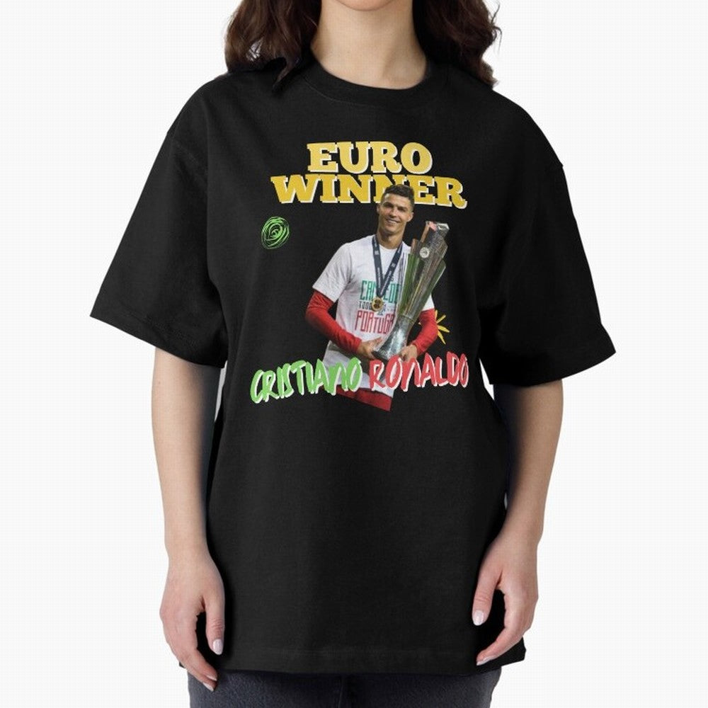 Cristiano Ronaldo Euro Winner Oversized T-Shirt Stand Out with Spirit from FIFA World Cup 2026 USA Canada Mexico Driven by Cristiano Ronaldo, Haaland and CR7, Brazil Energy, Football History, Final Match Energy, Crowd Noise and Once in a Lifetime
