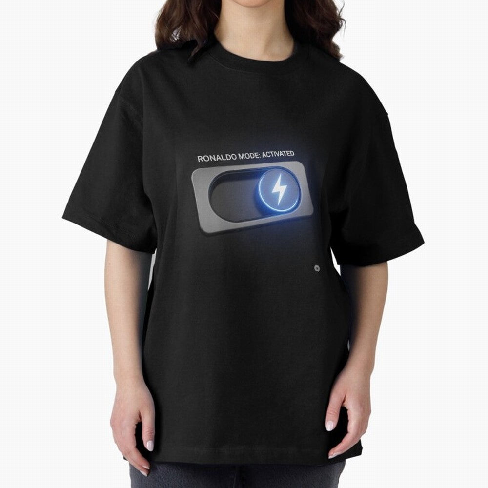 Ronaldo Mode: Activated ¨C Power Switch Football Art Oversized T-Shirt Feel the Heartbeat of Global Football Passion for FIFA World Cup 2026, Made for Messi, CR7 and Mbappe, Netherlands, Supporter Pride, Iconic Celebrations, Legendary Names and