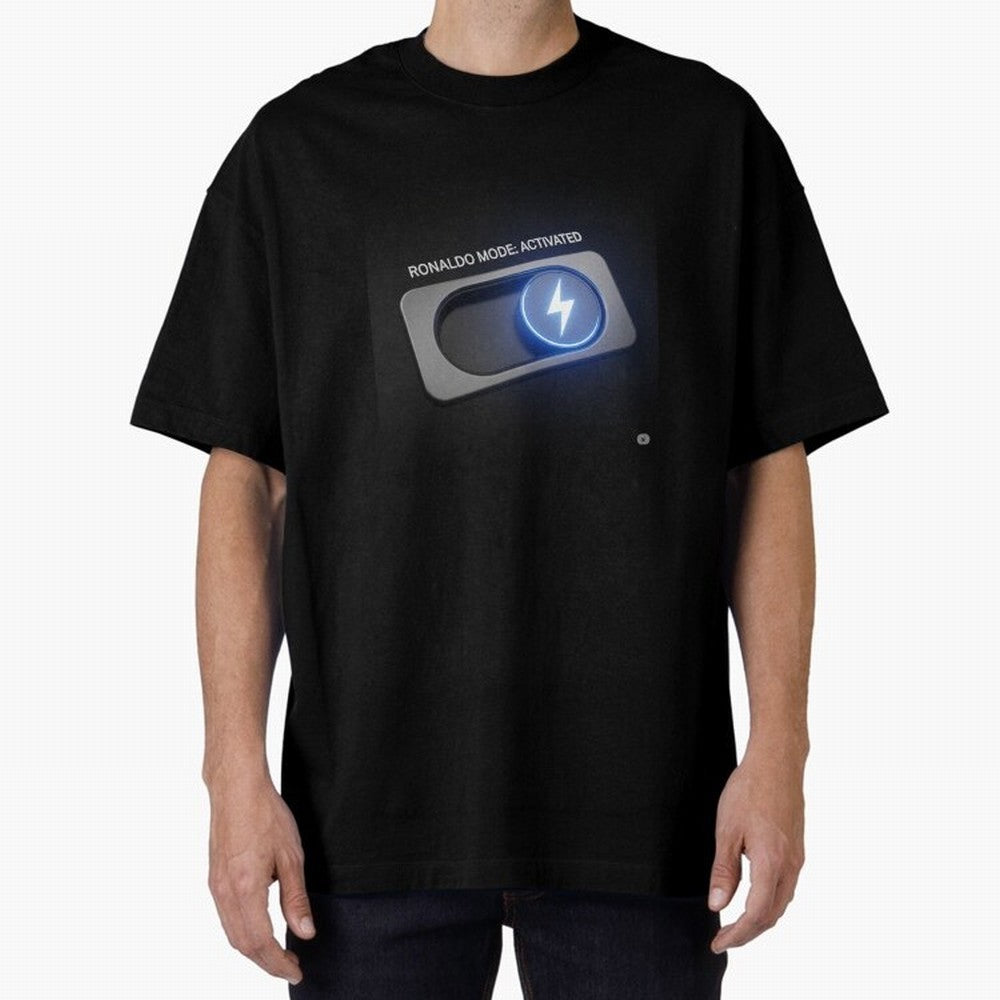 Ronaldo Mode: Activated ¨C Power Switch Football Art Oversized T-Shirt Feel the Heartbeat of Global Football Passion for FIFA World Cup 2026, Made for Messi, CR7 and Mbappe, Netherlands, Supporter Pride, Iconic Celebrations, Legendary Names and
