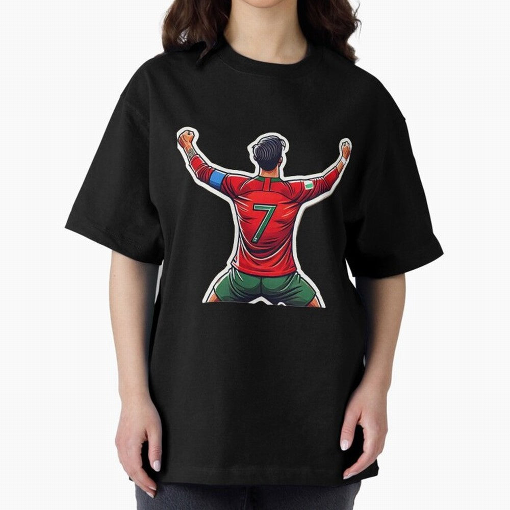 Ronaldo 7 Oversized T-Shirt Feel International Energy from FIFA World Cup 2026 USA Canada Mexico Spirit, Capturing Argentina and Brazil, Messi, Championship Spirit, Famous Goals, Roaring Crowds and International Football Unity; Ideal for Football