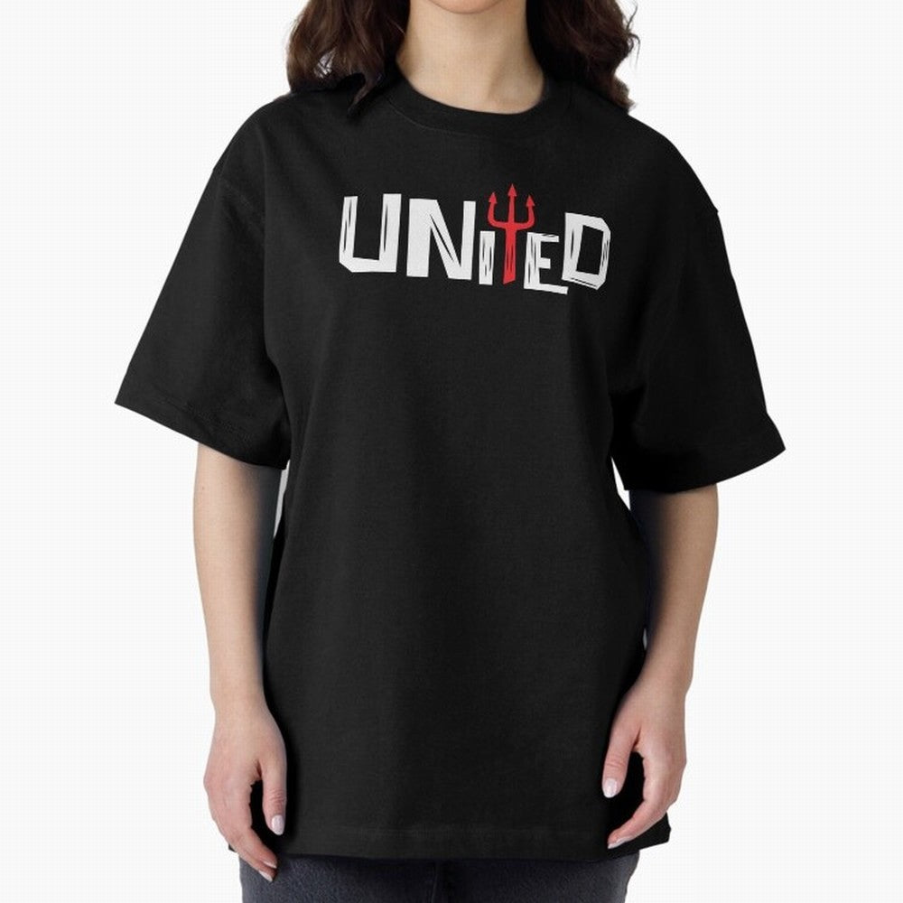 Manchester United - United Typography Oversized T-Shirt Keep the Match Day Mood of Global Football Passion for FIFA World Cup 2026 USA Canada Mexico, with Mbappe, France, Football Festival Excitement, Trophy Ambitions, Country Rivalries and Star