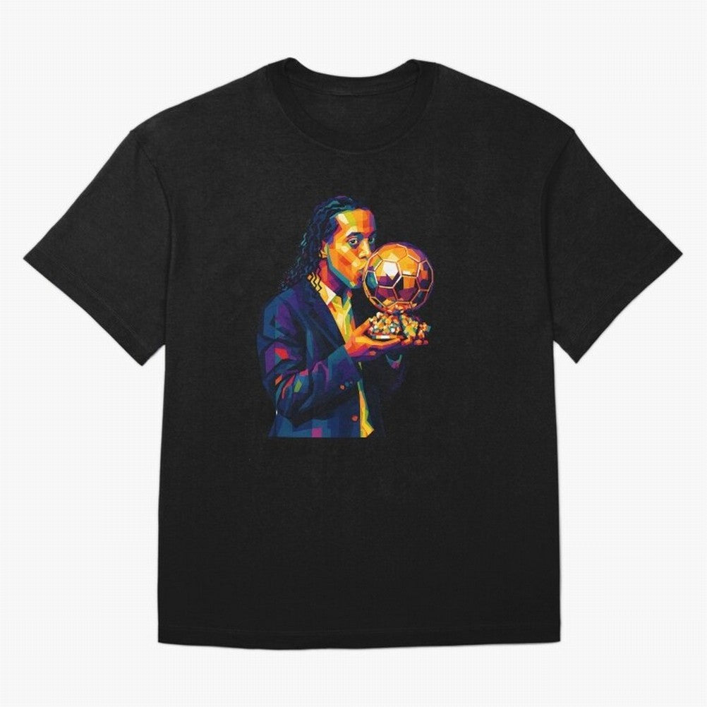 Ronaldinho Wpap Art Oversized T-Shirt Represent Football Lovers during Global Football Passion for FIFA World Cup 2026, Built around Mbappe, France and Portugal, Fan Favorite Moments, National Team Passion, Big Match Drama and Soccer History; Great