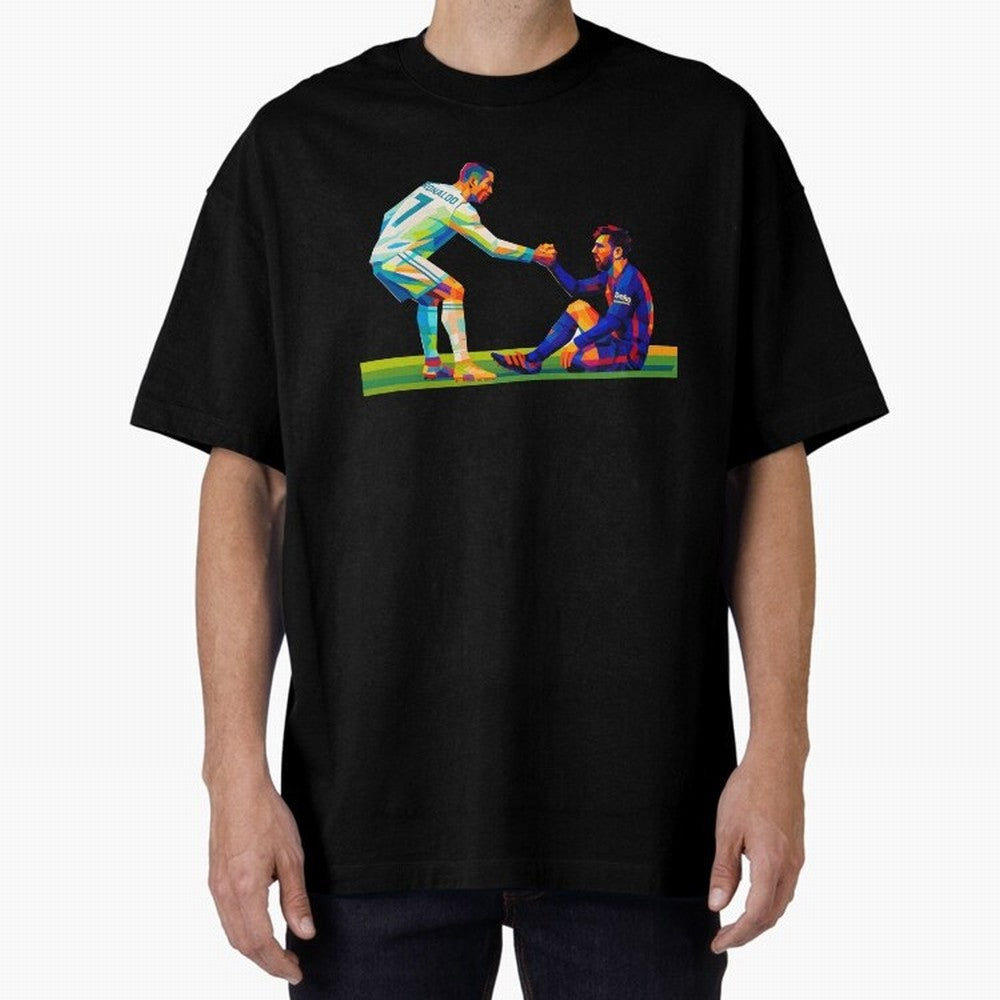 Cristiano Ronaldo & Messi Wpap Art Oversized T-Shirt Bring Stadium Energy to FIFA World Cup 2026 USA Canada Mexico for Fans of Haaland and Mbappe and France, Bringing Global Supporter Spirit, Legendary Goals, National Colors and Tournament
