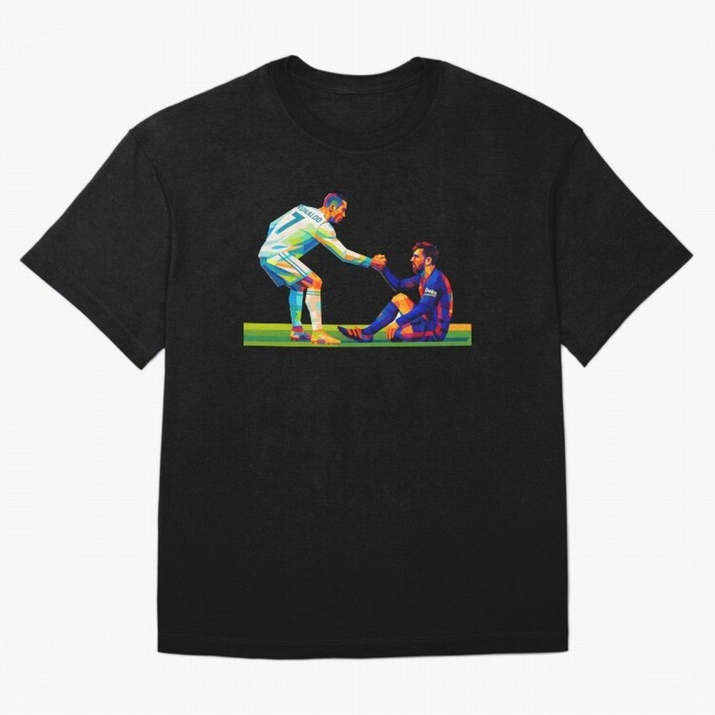 Cristiano Ronaldo & Messi Wpap Art Oversized T-Shirt Bring Stadium Energy to FIFA World Cup 2026 USA Canada Mexico for Fans of Haaland and Mbappe and France, Bringing Global Supporter Spirit, Legendary Goals, National Colors and Tournament