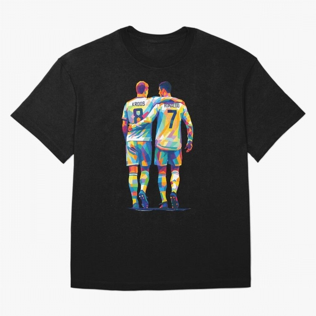 Cristiano Ronaldo & Toni Kroos Wpap Art Oversized T-Shirt Show Match Day Excitement for FIFA World Cup 2026 Group Stage Capturing Messi, Neymar and Mbappe, Brazil Energy, Retro Football Energy, Iconic Rivalries, Trophy Chase Drama and Stadium