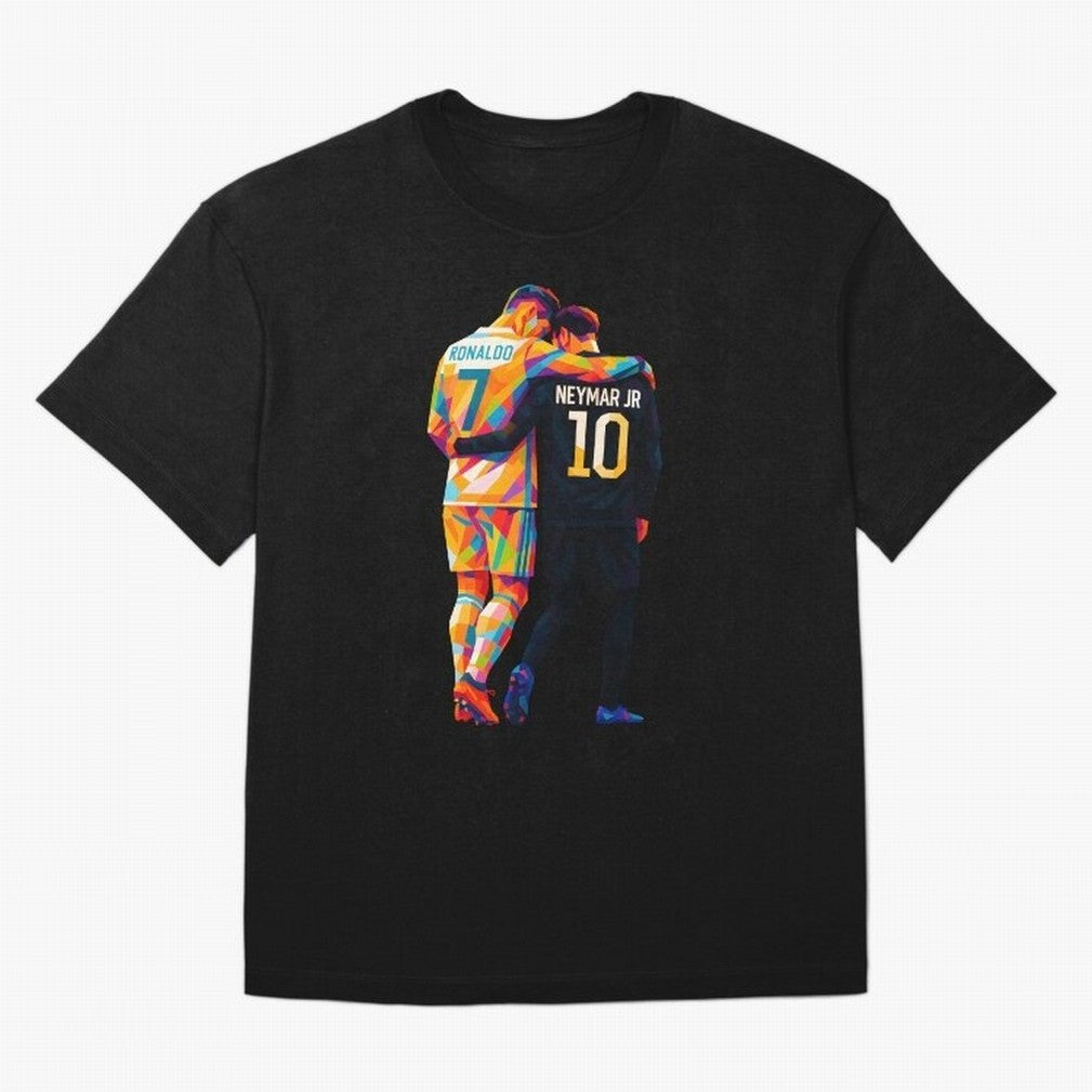 Cristiano Ronaldo & Neymar JR Wpap Art Oversized T-Shirt Back Your Heroes with FIFA World Cup 2026 Spirit, Featuring Brazil, Portugal and Argentina, Mbappe, Worldwide Fan Energy, Dramatic Goals, Stadium Lights and Championship Celebrations; Created