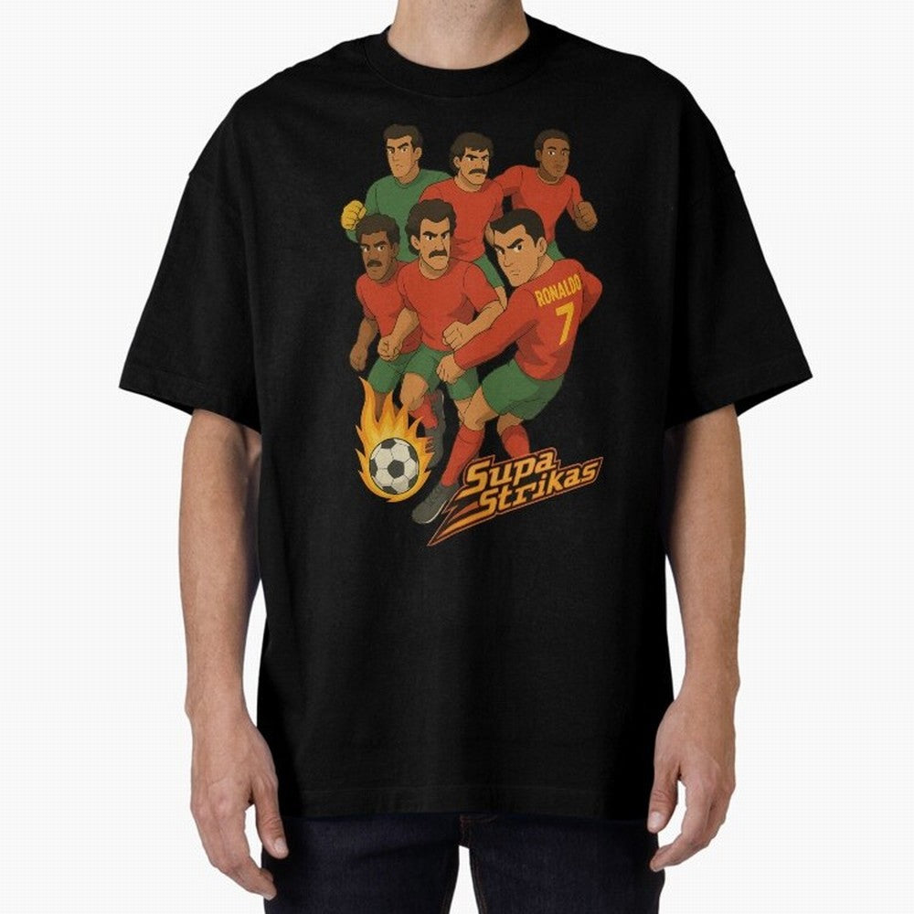 Supastrikas Portugal Team Version Oversized T-Shirt Build FIFA World Cup 2026 USA Canada Mexico for Fans of Neymar, Haaland and Cristiano Ronaldo and Portugal, Spain and Germany, Bringing Championship Spirit, Famous Goals, Roaring Crowds and