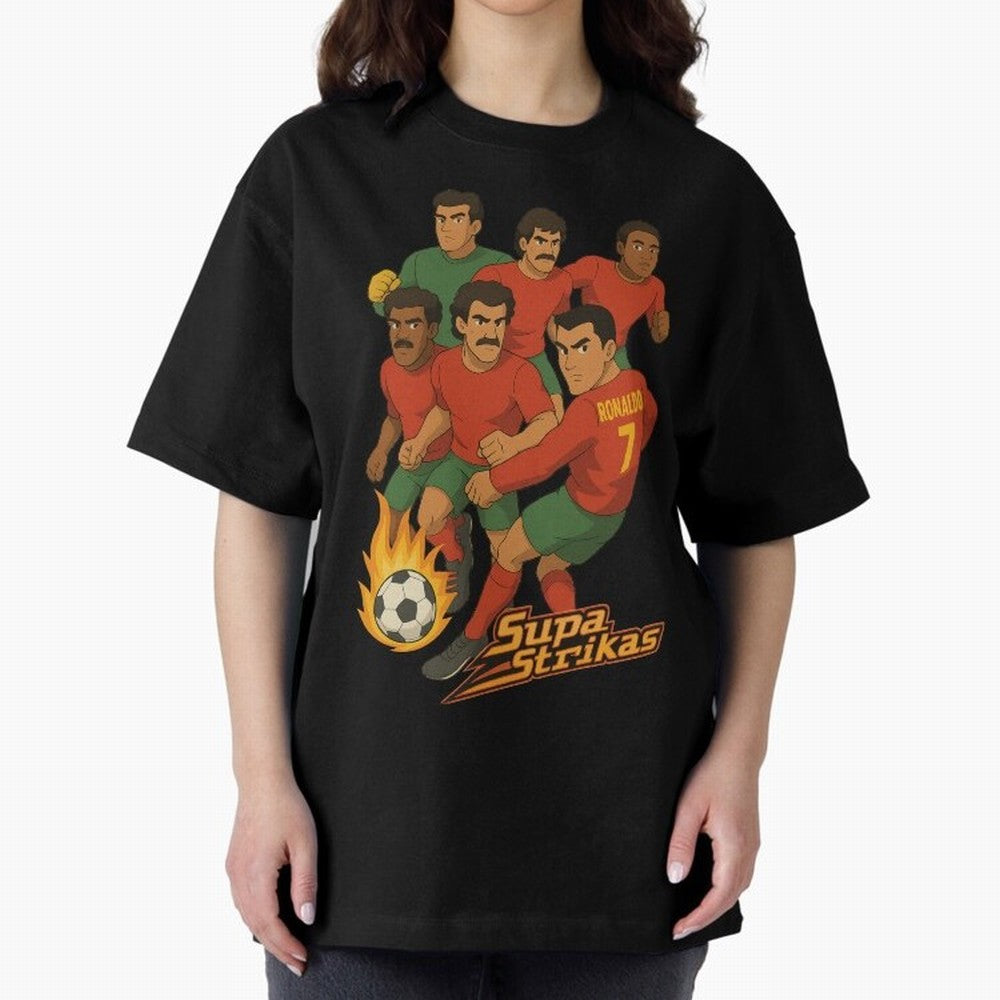 Supastrikas Portugal Team Version Oversized T-Shirt Build FIFA World Cup 2026 USA Canada Mexico for Fans of Neymar, Haaland and Cristiano Ronaldo and Portugal, Spain and Germany, Bringing Championship Spirit, Famous Goals, Roaring Crowds and