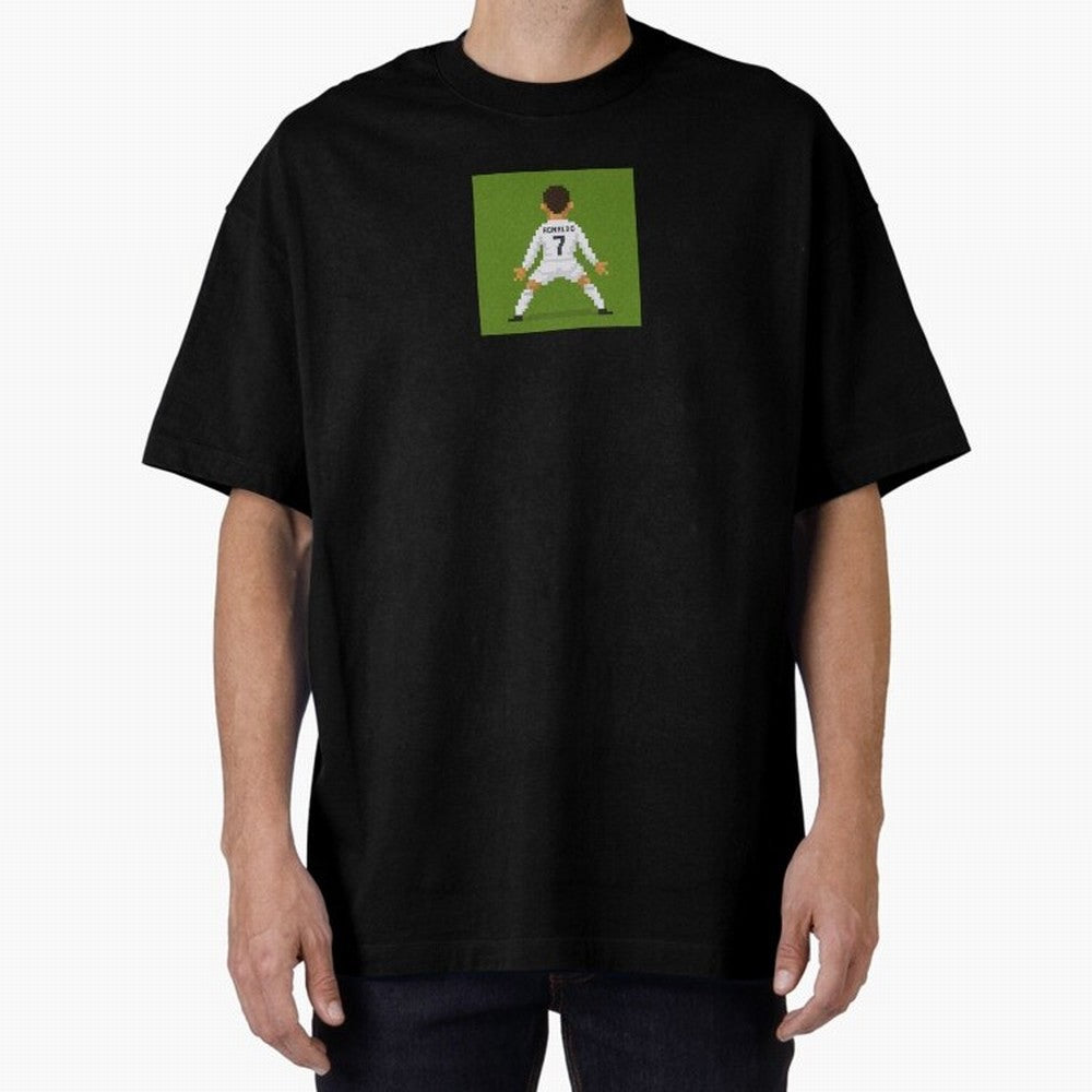 Cristiano Ronaldo Real Madrid Pixel Siuuu Art Oversized T-Shirt Show Championship Spirit for FIFA World Cup 2026 Spirit, with Netherlands, Neymar, Football Passion, Legendary Performances, Festival Vibes and Supporter Community; Perfect for Fans,