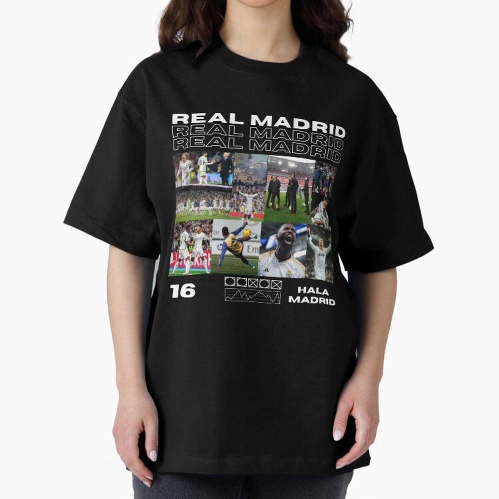 Real Madrid design Oversized T-Shirt Bring World Football Passion into Match Day Hype around FIFA World Cup 2026 USA Canada Mexico, CR7, Spain, Vintage Soccer Flavor, Modern Football Stars, National Flags and Final Night Emotion; Made for Die Hard