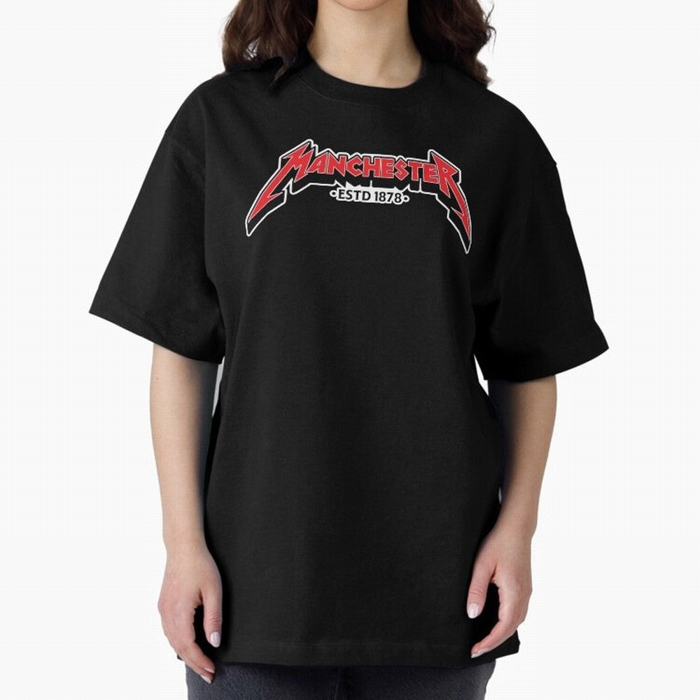 Manchester United Metal Font Oversized T-Shirt Follow the Road to the FIFA World Cup 2026 USA Canada Mexico Journey through Messi, Neymar and Mbappe Highlights, England, France and Netherlands Pride, Vintage Soccer Flavor, Modern Football Stars,
