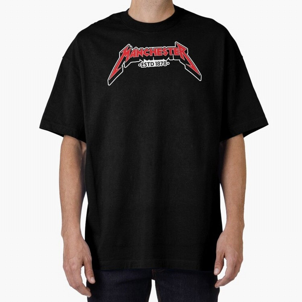 Manchester United Metal Font Oversized T-Shirt Follow the Road to the FIFA World Cup 2026 USA Canada Mexico Journey through Messi, Neymar and Mbappe Highlights, England, France and Netherlands Pride, Vintage Soccer Flavor, Modern Football Stars,