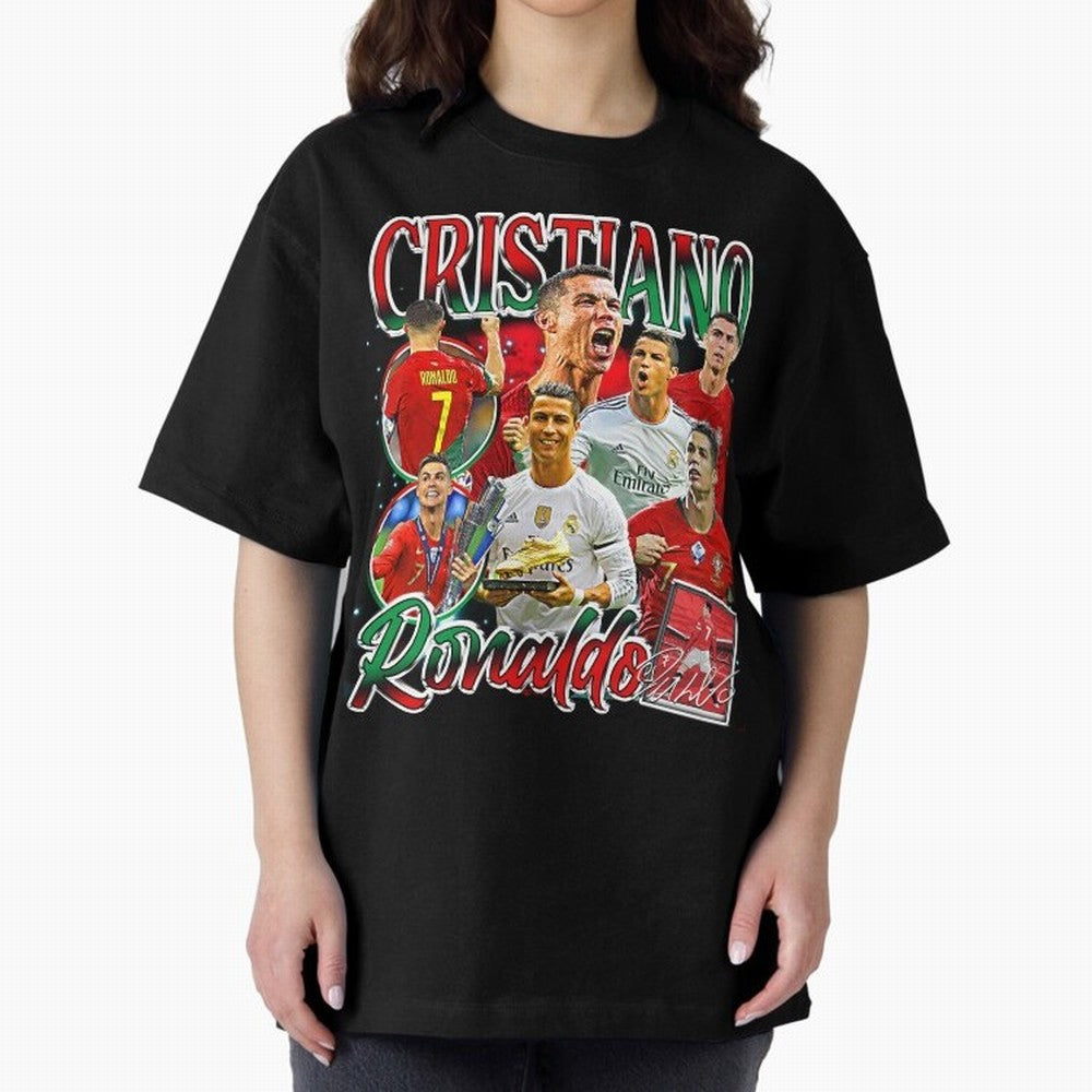 Cristiano Ronaldo Premium Quality Oversized T-Shirt Get Ready for Global Football Passion for FIFA World Cup 2026, Driven by Messi, Brazil, Worldwide Fan Energy, Dramatic Goals, Stadium Lights and Championship Celebrations; Perfect for Fans,