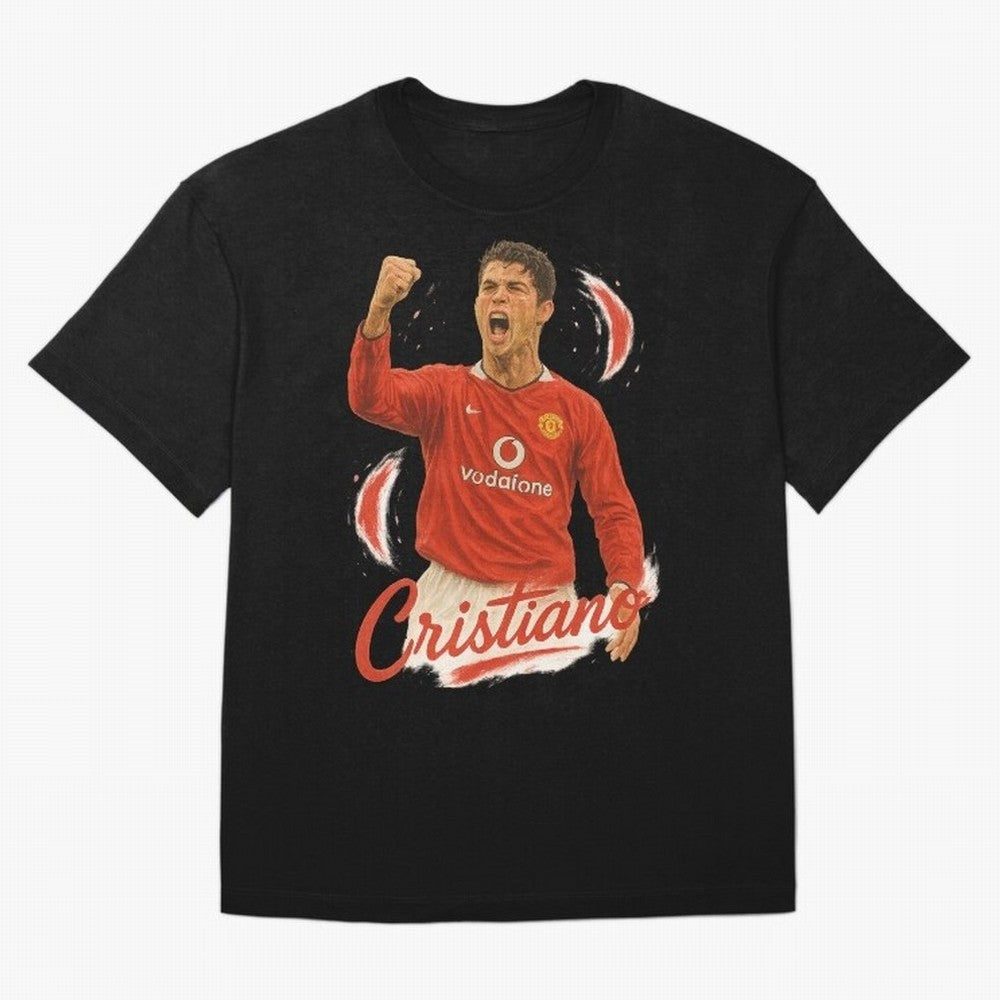 Young Cristiano Ronaldo Man United Art ¨C Rising Soccer Legend Tribute	 Oversized T-Shirt Fuel Global Football Passion for FIFA World Cup 2026 Group Stage, Filled with CR7 and Messi, Brazil, Portugal and Argentina, Worldwide Fan Energy, Dramatic