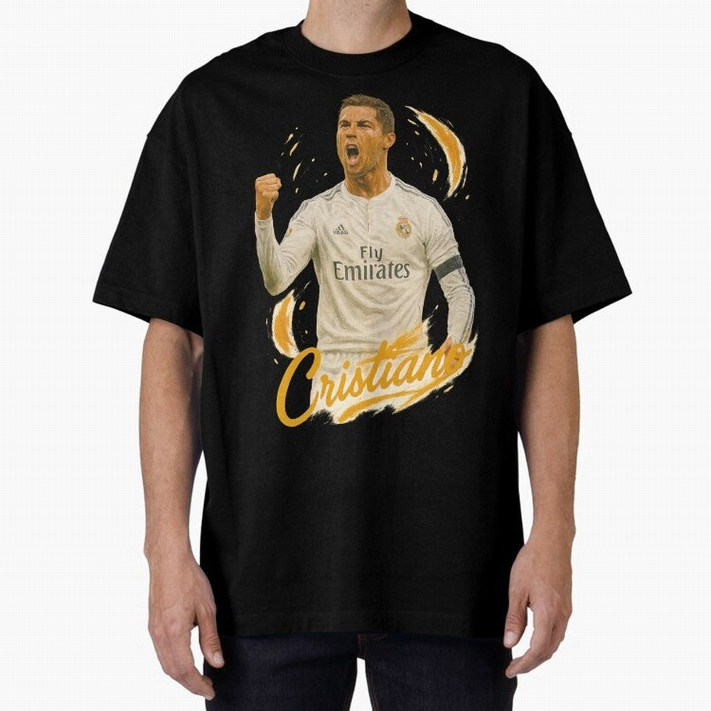 Cristiano Ronaldo Madrid Art - Iconic Soccer Legend Tribute Oversized T-Shirt Make the Season About FIFA World Cup 2026 for Fans of CR7 and Spain, Bringing Stadium Memories, Football Loyalty, International Chants and Championship Tradition; Great