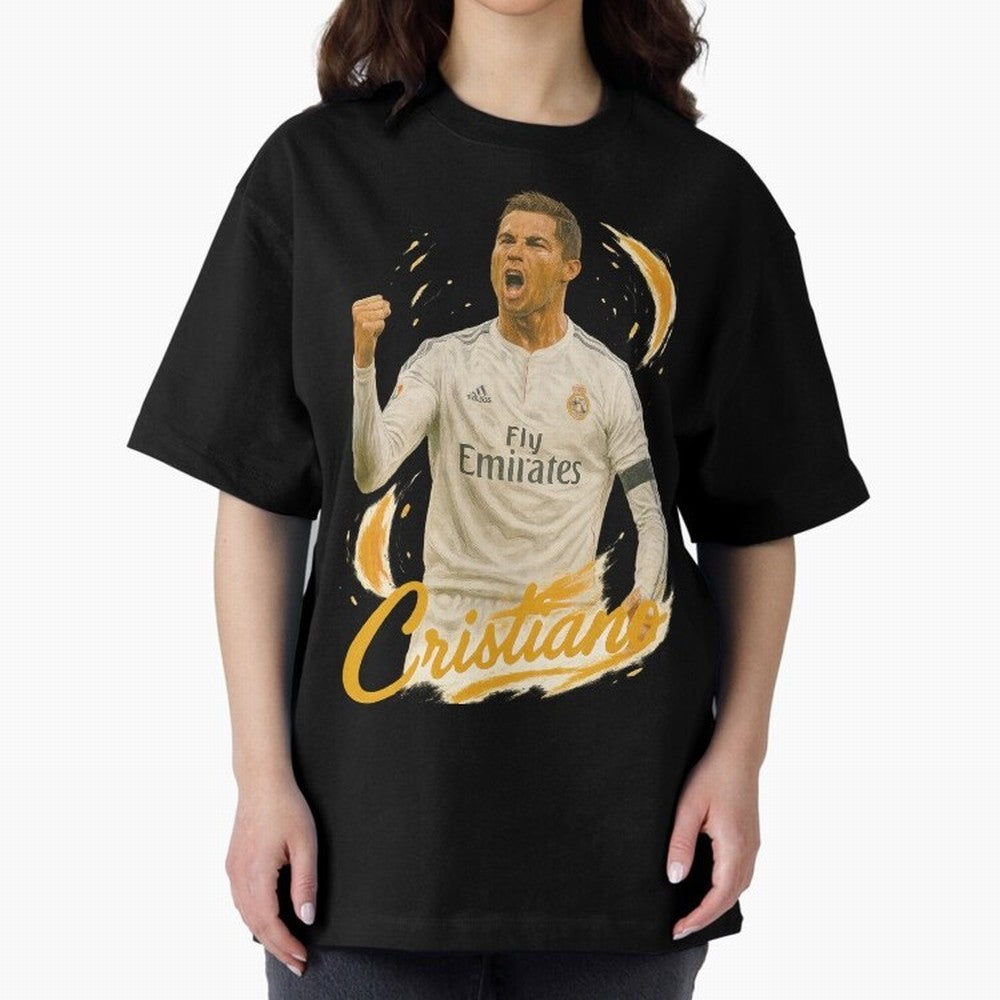 Cristiano Ronaldo Madrid Art - Iconic Soccer Legend Tribute Oversized T-Shirt Make the Season About FIFA World Cup 2026 for Fans of CR7 and Spain, Bringing Stadium Memories, Football Loyalty, International Chants and Championship Tradition; Great