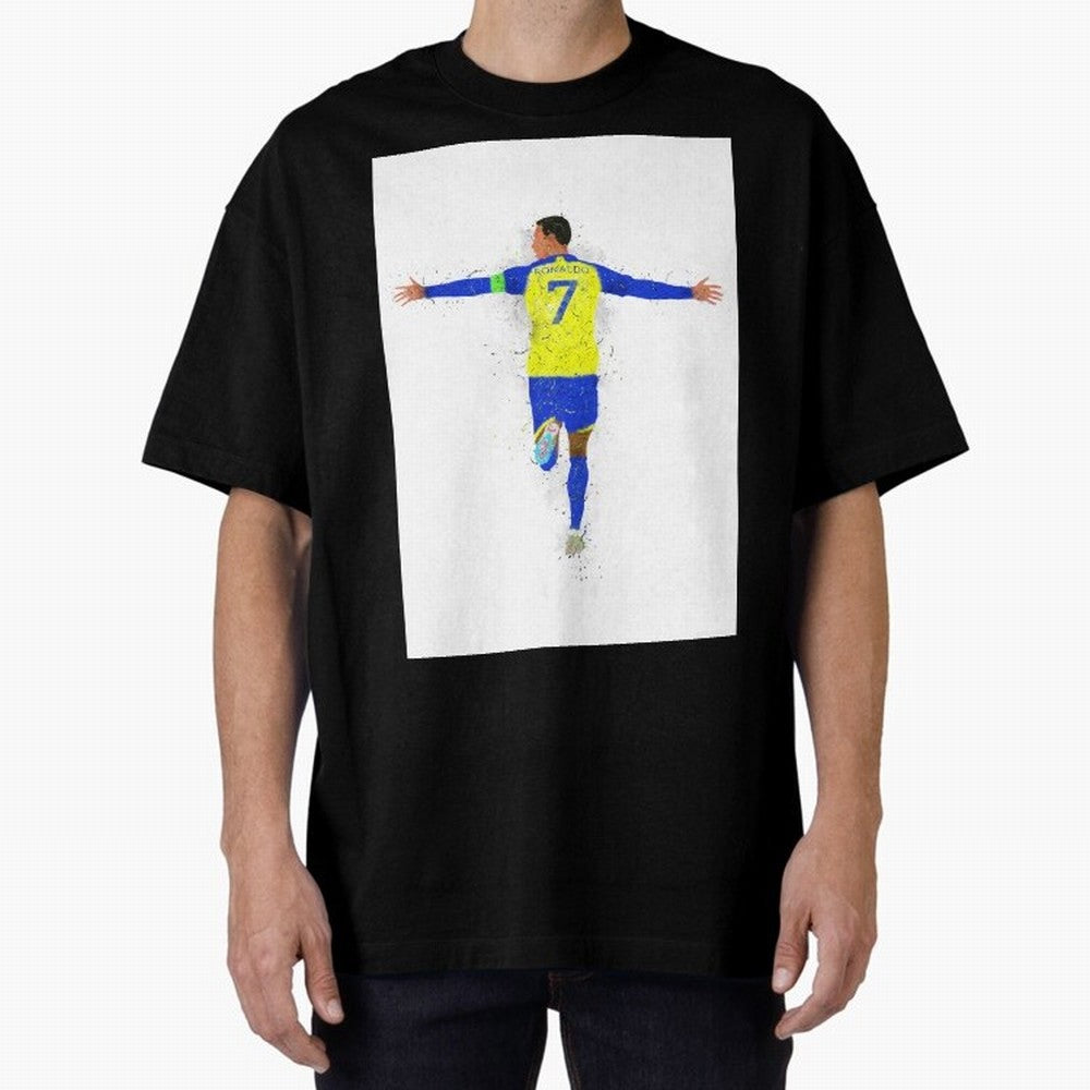 Cristiano Ronaldo Al Nassr Football Oversized T-Shirt Carry the Dream of Match Day Hype around FIFA World Cup 2026 Group Stage, Haaland and Mbappe, Spain and Netherlands, Classic Soccer Heritage, Championship Pressure, Fan Loyalty and International