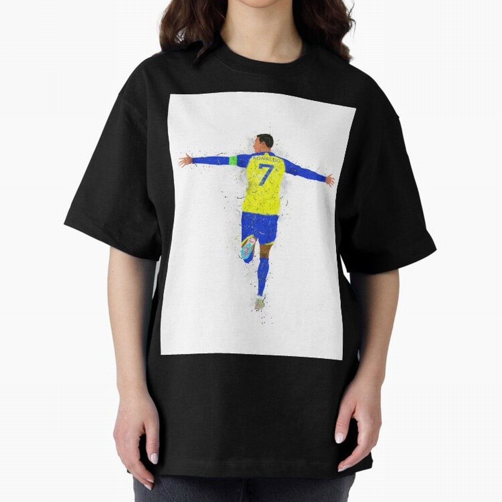 Cristiano Ronaldo Al Nassr Football Oversized T-Shirt Carry the Dream of Match Day Hype around FIFA World Cup 2026 Group Stage, Haaland and Mbappe, Spain and Netherlands, Classic Soccer Heritage, Championship Pressure, Fan Loyalty and International