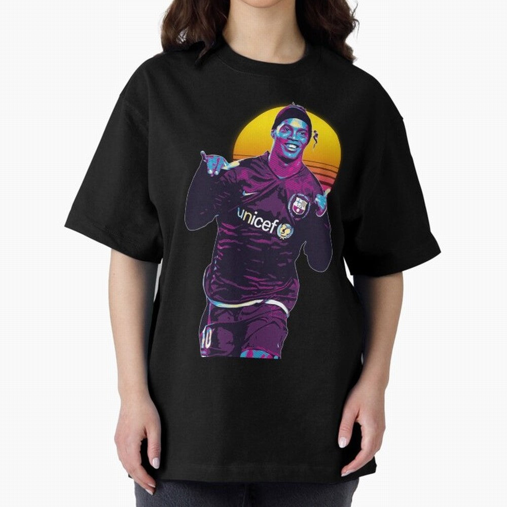ronaldinho retro Oversized T-Shirt Cheer through Every Moment of FIFA World Cup 2026 Group Stage with Messi and Cristiano Ronaldo, Argentina Energy, Goal Celebration Energy, Supporter Heritage, Football Icons and Worldwide Tournament Joy; Great for