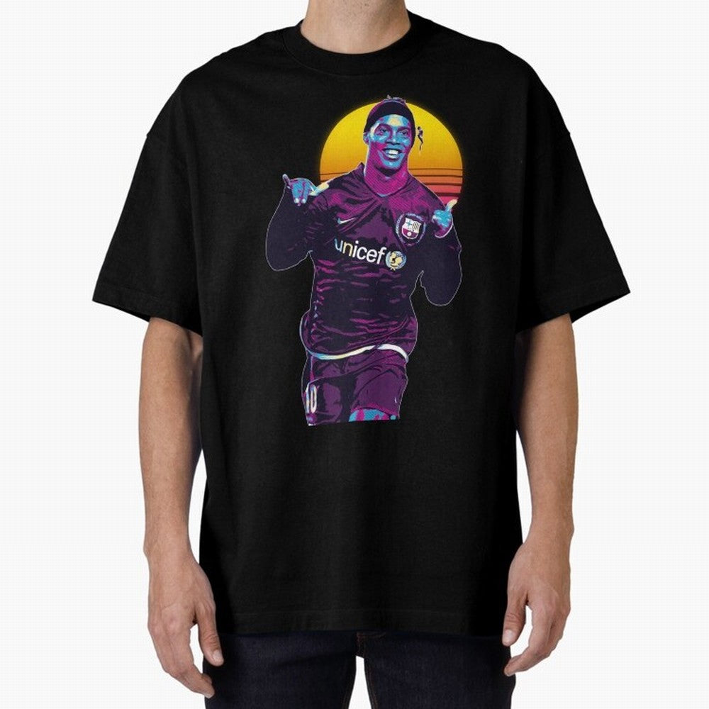 ronaldinho retro Oversized T-Shirt Cheer through Every Moment of FIFA World Cup 2026 Group Stage with Messi and Cristiano Ronaldo, Argentina Energy, Goal Celebration Energy, Supporter Heritage, Football Icons and Worldwide Tournament Joy; Great for