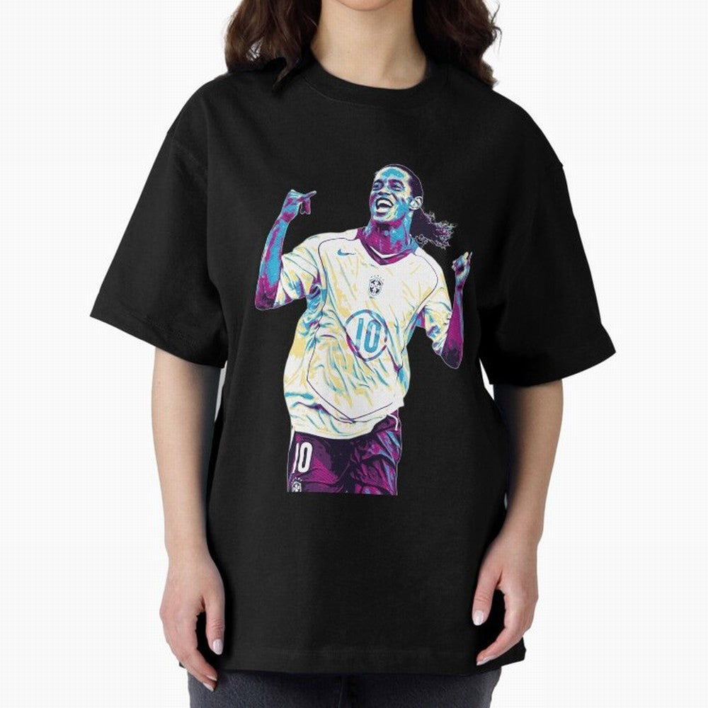 Ronaldinho brazil team Oversized T-Shirt Capture Stadium Memories from the FIFA World Cup 2026 Journey through Messi and Cristiano Ronaldo Highlights, Portugal, Spain and Germany Pride, Soccer Culture, Superstar Moments, National Team Dreams and
