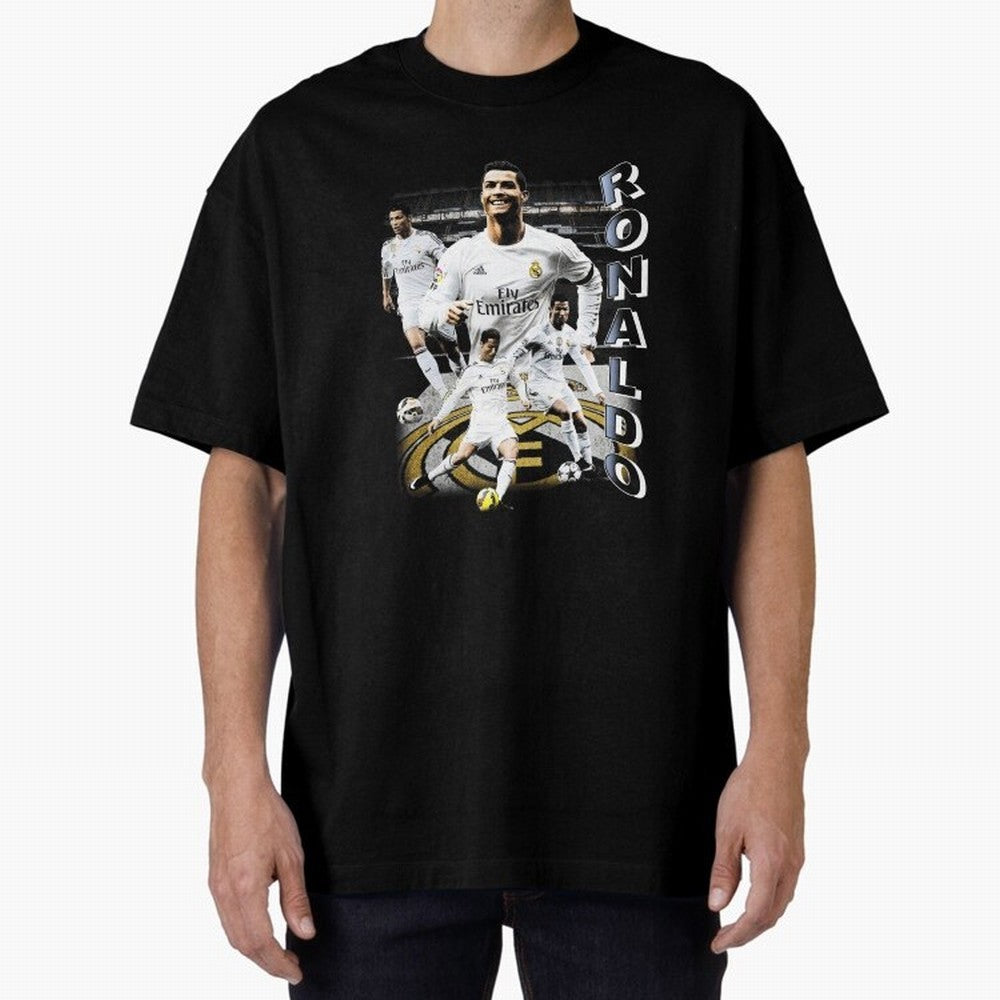 Cristiano Ronaldo Vintage Oversized T-Shirt Honor Football Greatness during Match Day Hype around FIFA World Cup 2026 Group Stage, CR7, England, France and Netherlands, Worldwide Fan Energy, Dramatic Goals, Stadium Lights and Championship