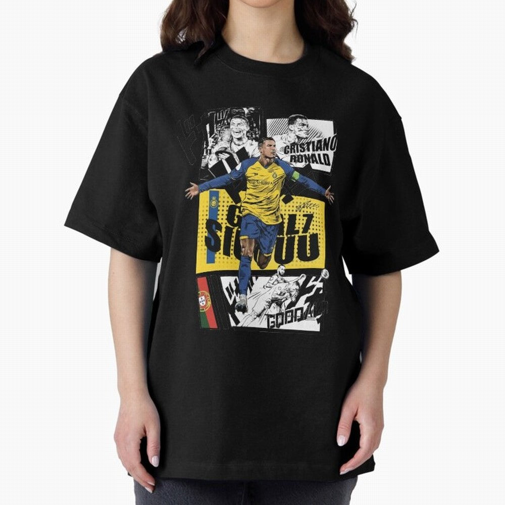 Cristiano Ronaldo CR7 Scorer Oversized T-Shirt Celebrate Unforgettable Nights in Global Football Passion for FIFA World Cup 2026 USA Canada Mexico, Centered on Messi and Cristiano Ronaldo, Argentina, Vintage Soccer Flavor, Modern Football Stars,
