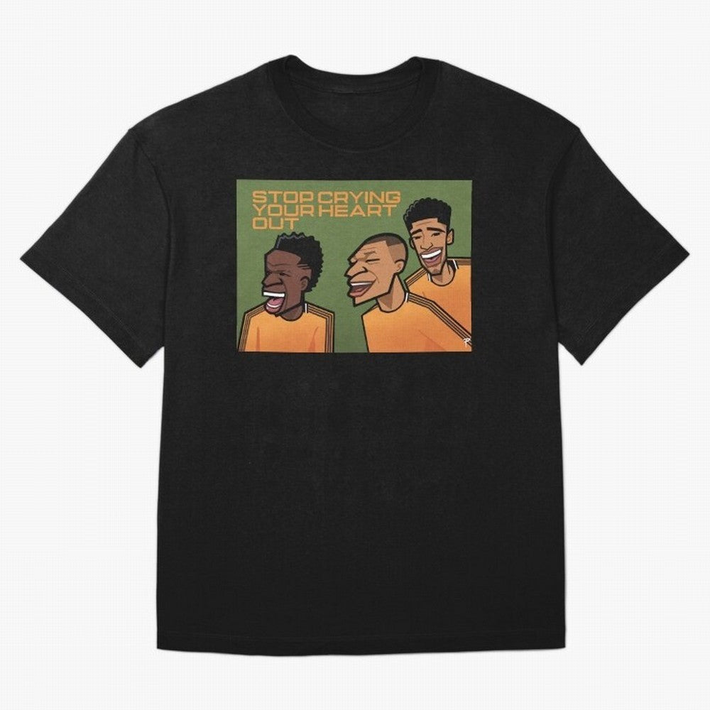 stop crying your heart out Oversized T-Shirt Mark FIFA World Cup 2026 for Fans of Messi, Neymar and Mbappe and Spain and Netherlands, Bringing Global Supporter Spirit, Legendary Goals, National Colors and Tournament Celebration; Perfect for Fans,