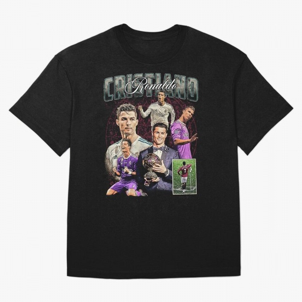 Cristiano Ronaldo Bootleg design Oversized T-Shirt Make Every Kick Count in FIFA World Cup 2026 for Fans of Messi and Cristiano Ronaldo and England, France and Netherlands, Bringing Game Day Rituals, Football Legends, Country Pride and the Road to