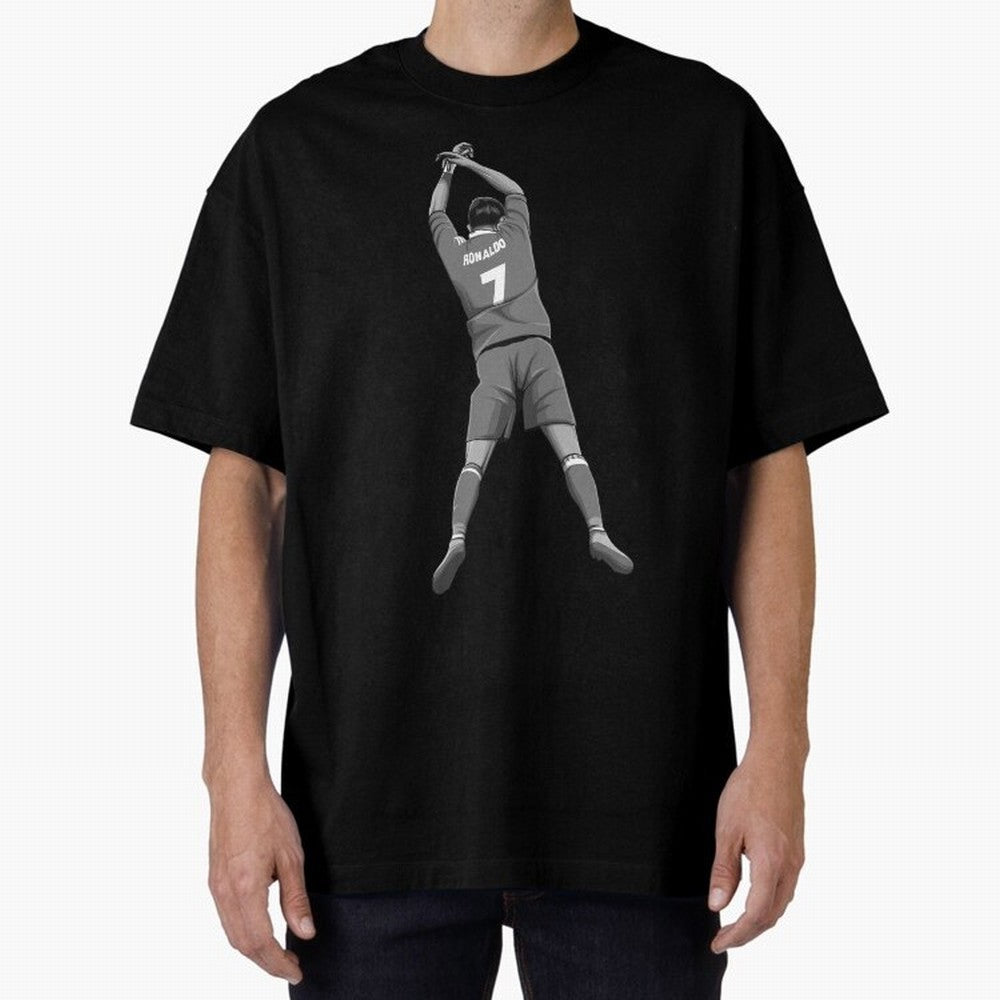 Cristiano Ronaldo Black and White Version Oversized T-Shirt Get Ready for FIFA World Cup 2026 Spirit, Built around Netherlands, Messi, Neymar and Mbappe, Football History, Final Match Energy, Crowd Noise and Once in a Lifetime Moments; Ideal for