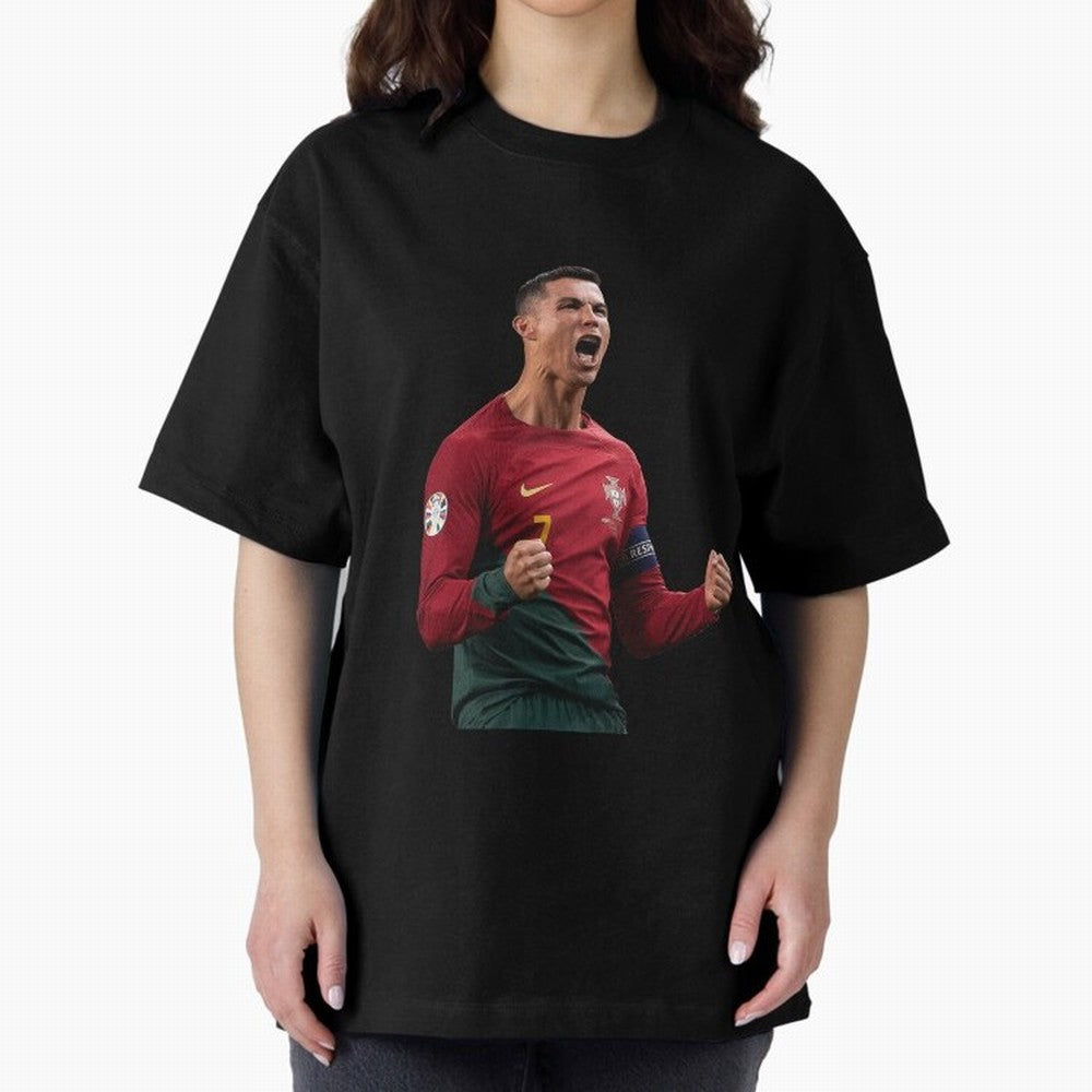 Cristiano Ronaldo T-Shirt Oversized T-Shirt Show Fan Pride Across FIFA World Cup 2026 Group Stage Centered on Mbappe and Neymar, Netherlands Energy, Championship Spirit, Famous Goals, Roaring Crowds and International Football Unity; Ideal for Fans