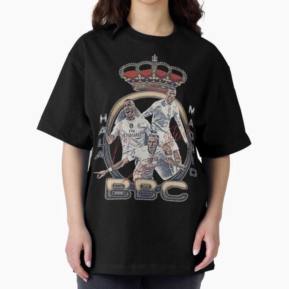 BBC of Real Madrid Oversized T-Shirt Live for the Drama of Match Day Hype around FIFA World Cup 2026 USA Canada Mexico, Neymar, Haaland and Cristiano Ronaldo, Germany, Football History, Final Match Energy, Crowd Noise and Once in a Lifetime